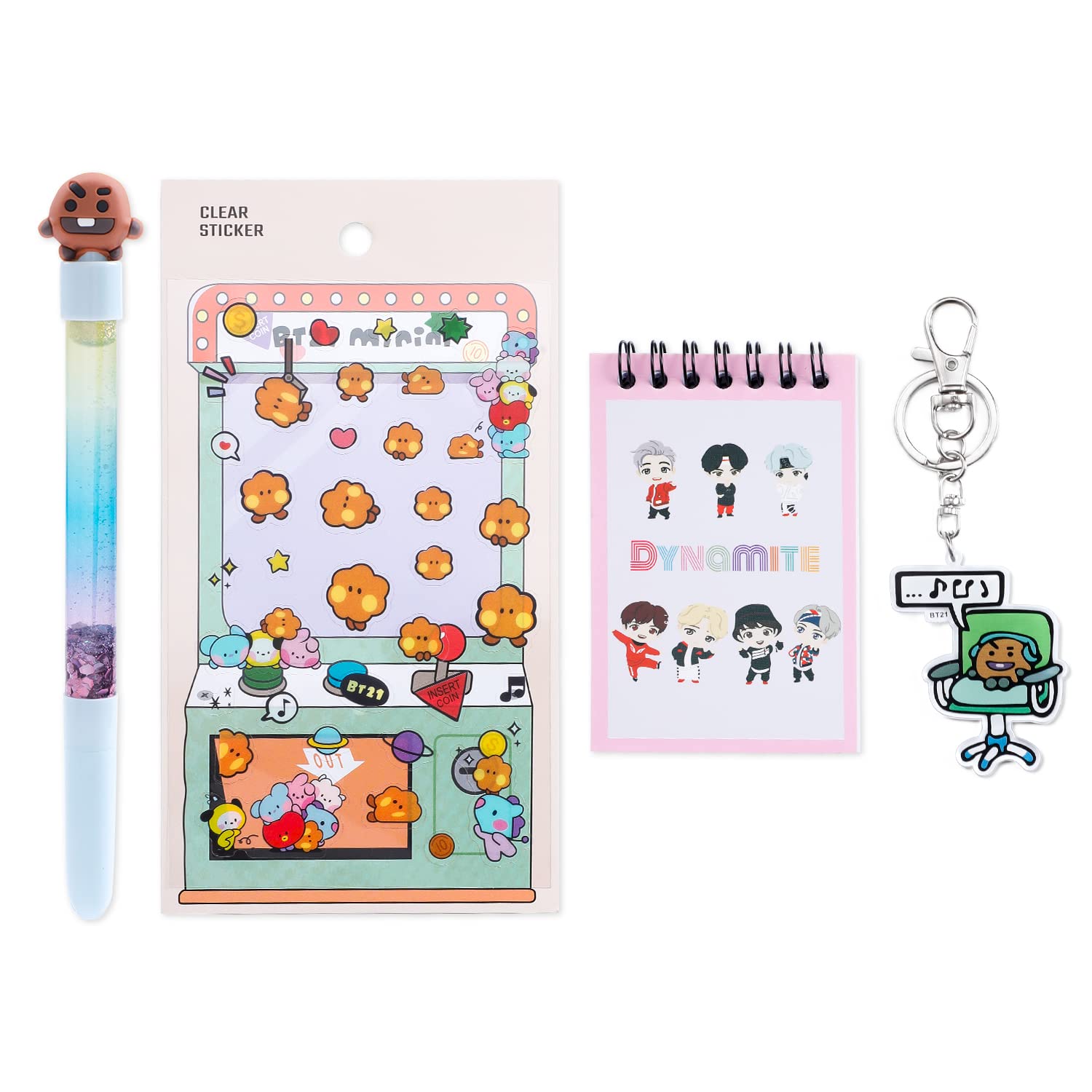 4pcs Kopo BT21 SHOOKY School Supplies Set - Gel Pens, Notebook, Keychain & Sticker | BTS Merchandise Gift for Army Fans | Perfect for School, Office & K-Pop Collectors (Pen-SHOOKY)