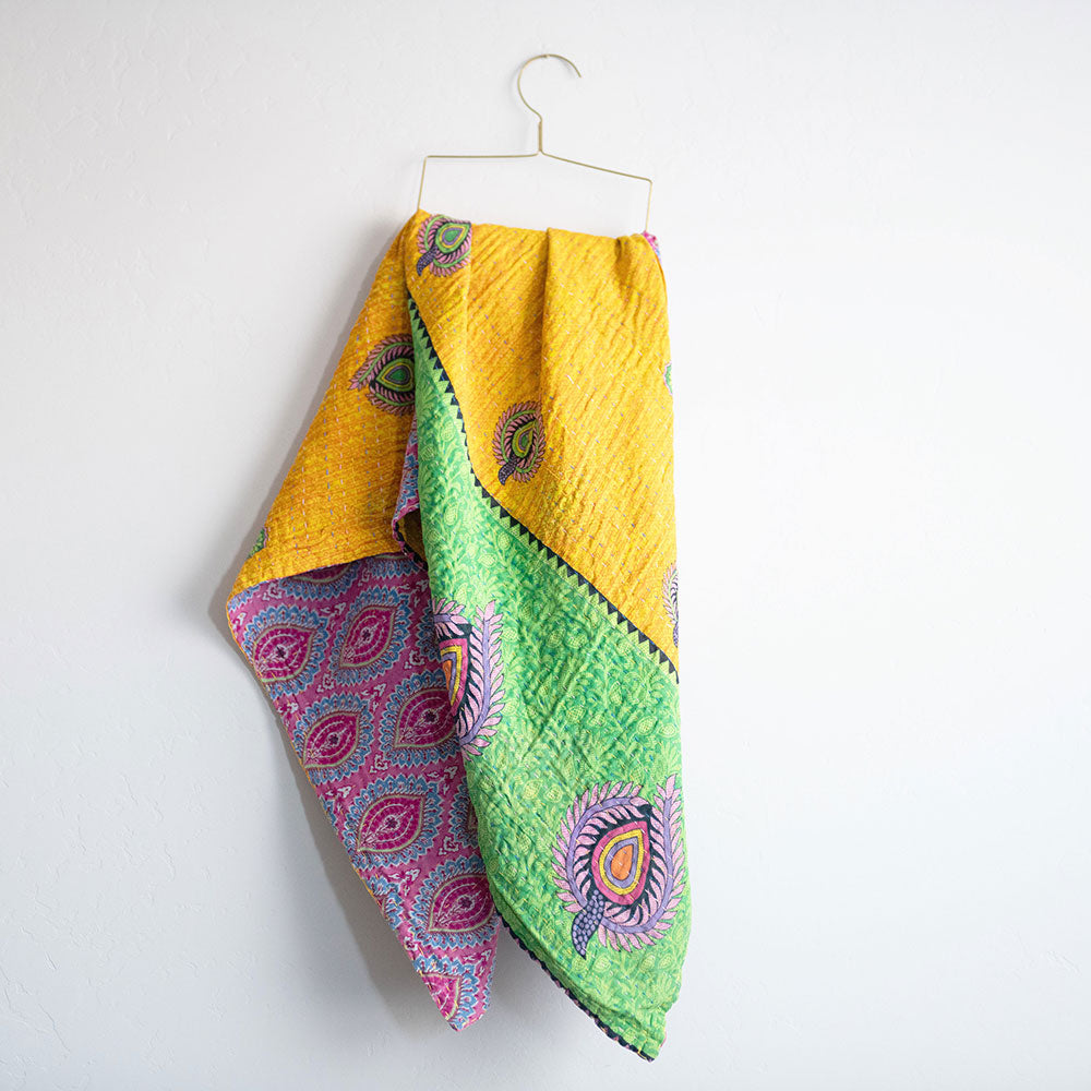Soft Kantha Baby Blanket CB9076 - Handmade Cotton Swaddle Blanket for Newborns & Infants - Perfect for Nursery, Stroller, and Travel