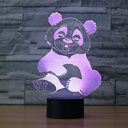3D Panda Night Light - Touch Switch LED Table Lamp with 7 Color Changing Modes, Optical Illusion Decor for Kids Room, Nursery, Birthday Gift, Christmas Home Decor (Perfect for Bedside, Study Desk & Children's Play Area)