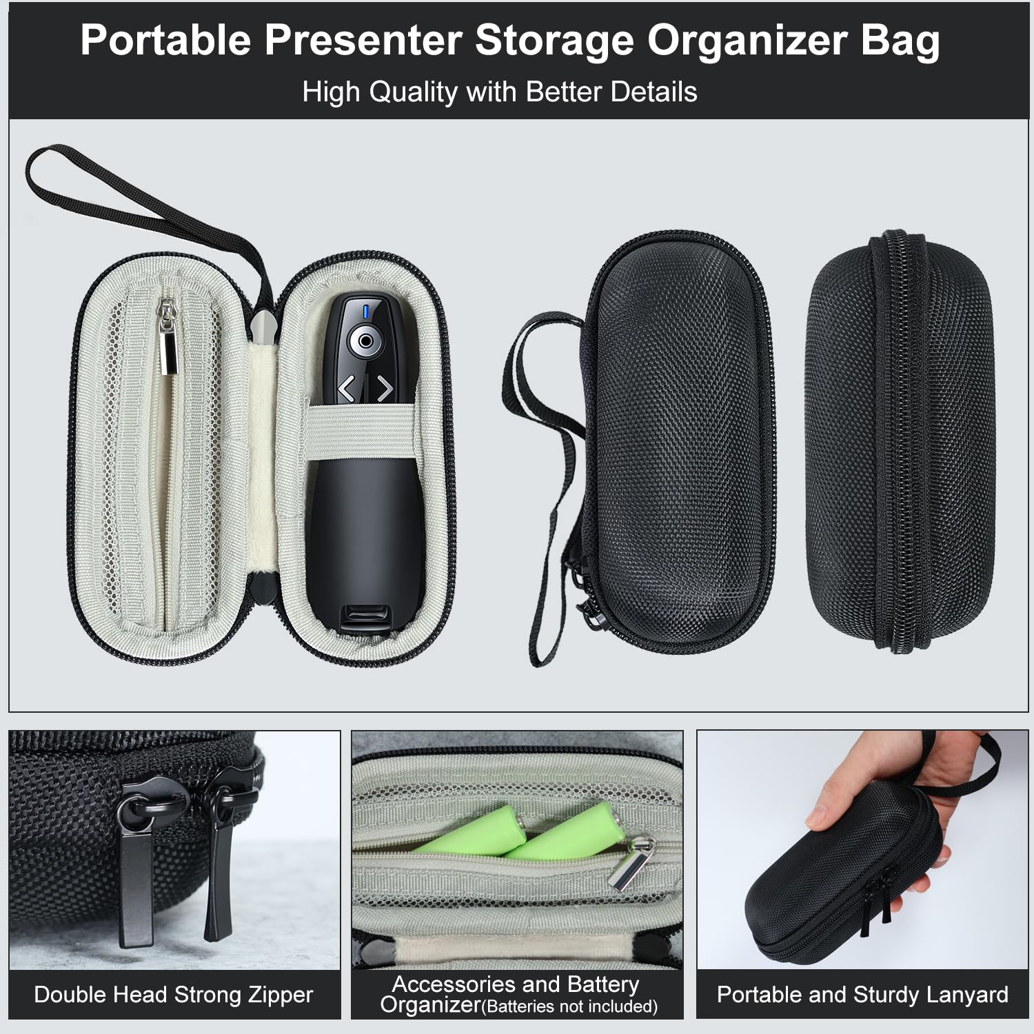 Wireless Presenter Remote with Carry Case - Rechargeable PowerPoint Clicker for Mac, PC, Laptop - Perfect for Business Presentations, Classroom Teaching & Online Meetings