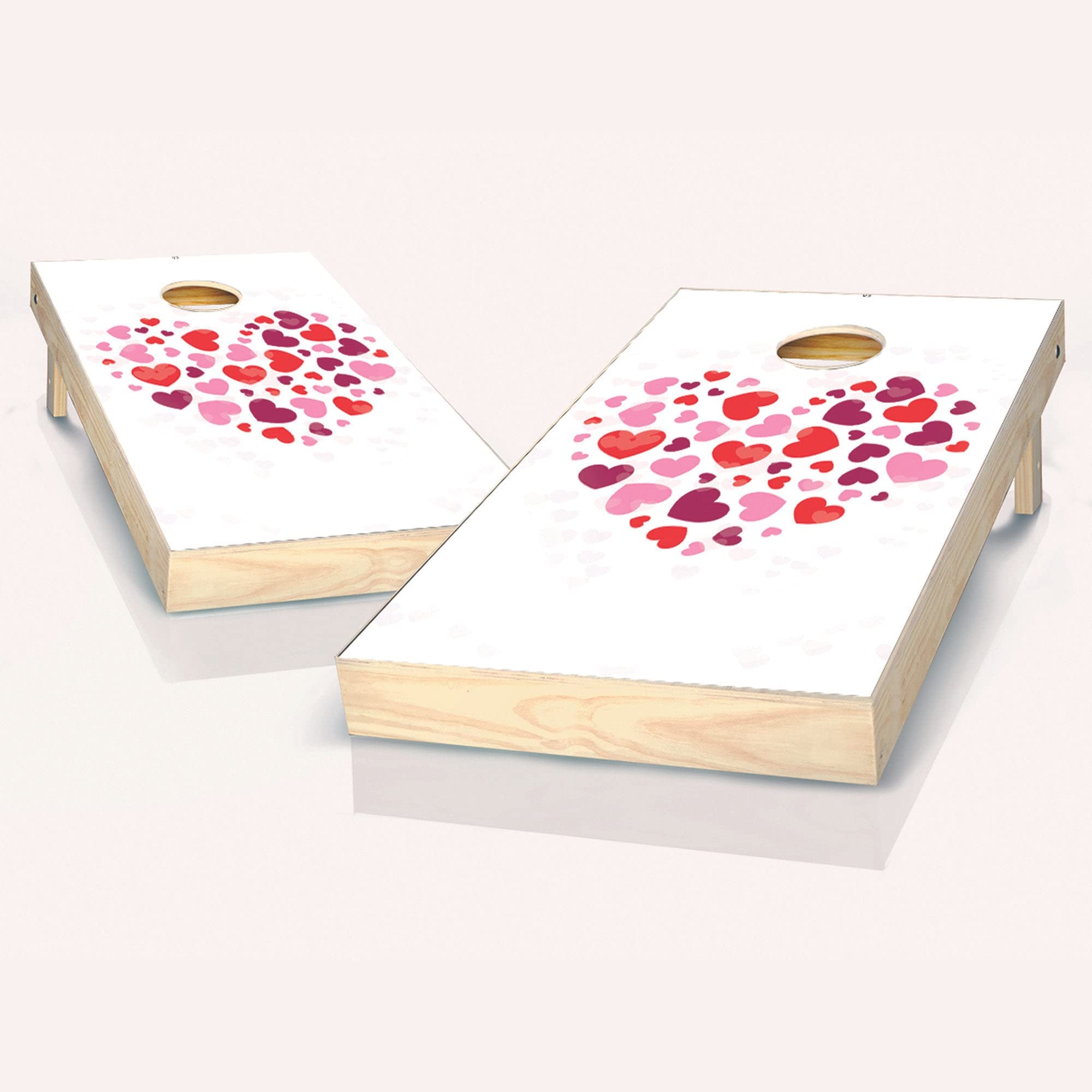 Skip's Garage Heart of Hearts Cornhole Boards Set - 2 Premium Boards & 8 Bean Bags with Accessories - Perfect for Backyard Parties, Tailgating, and Outdoor Games