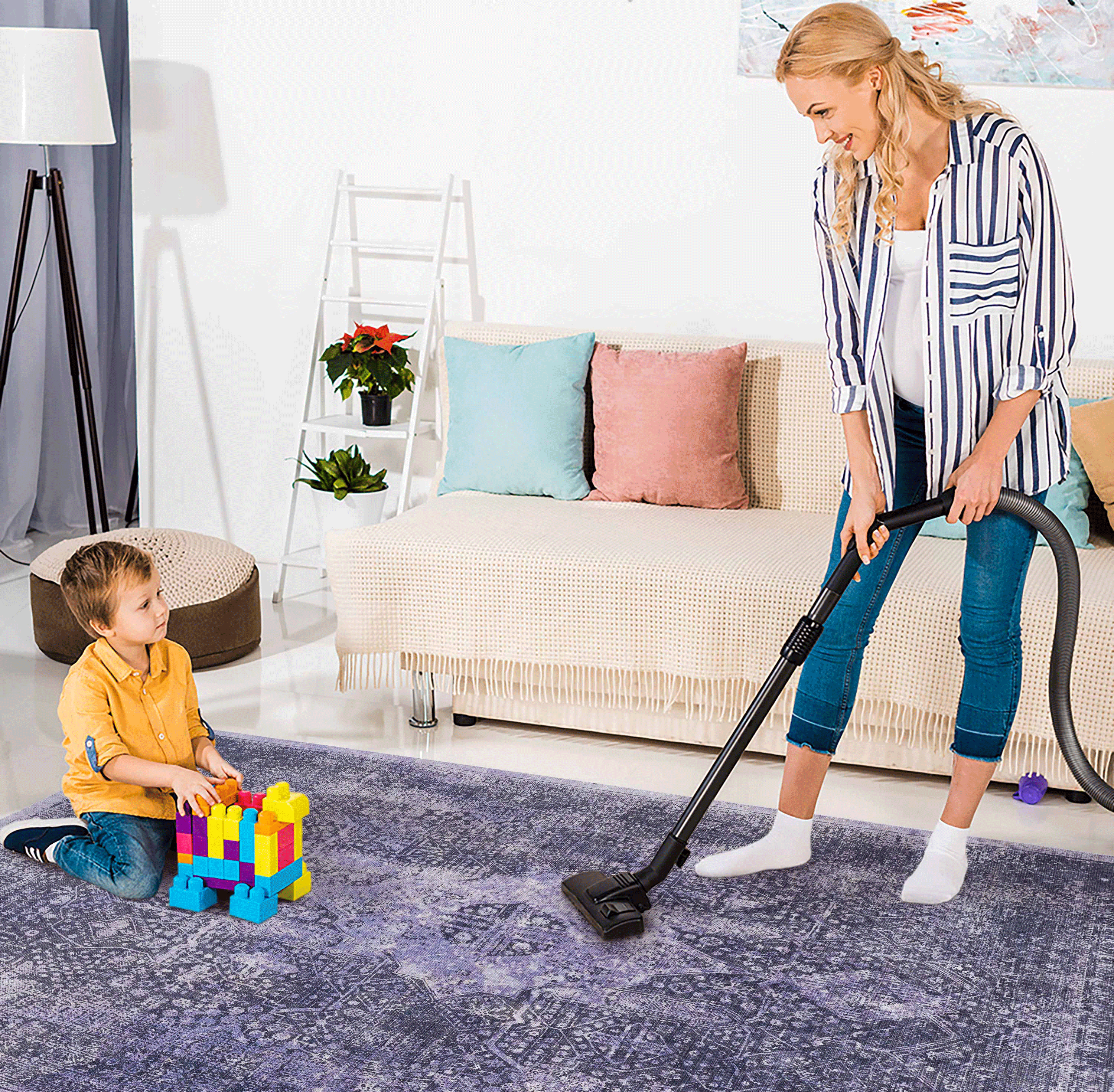 DTY Signature 5x8 Washable Low Pile Area Rugs - Non Slip, Non Shedding, Foldable - Kid & Pet Friendly Rug for Bedroom, Living Room, Kitchen - Perfect for Home Decor, Dorm, Office & High Traffic Areas (Anthracite, 5' x 8')