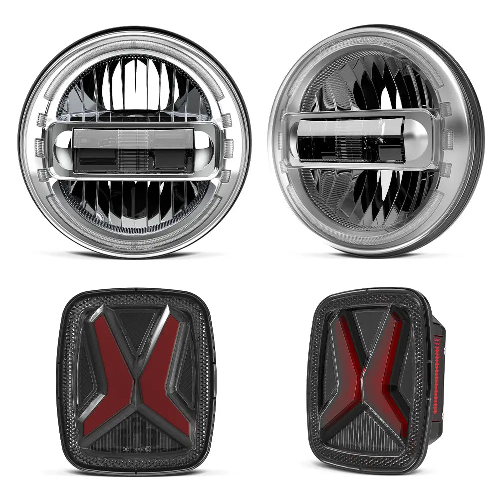 LOYO 7 Inch LED Headlight and Tail Light Kit for Jeep Wrangler TJ (1997-2006) - High Brightness Waterproof Off-Road Lighting for Night Driving & Adventure