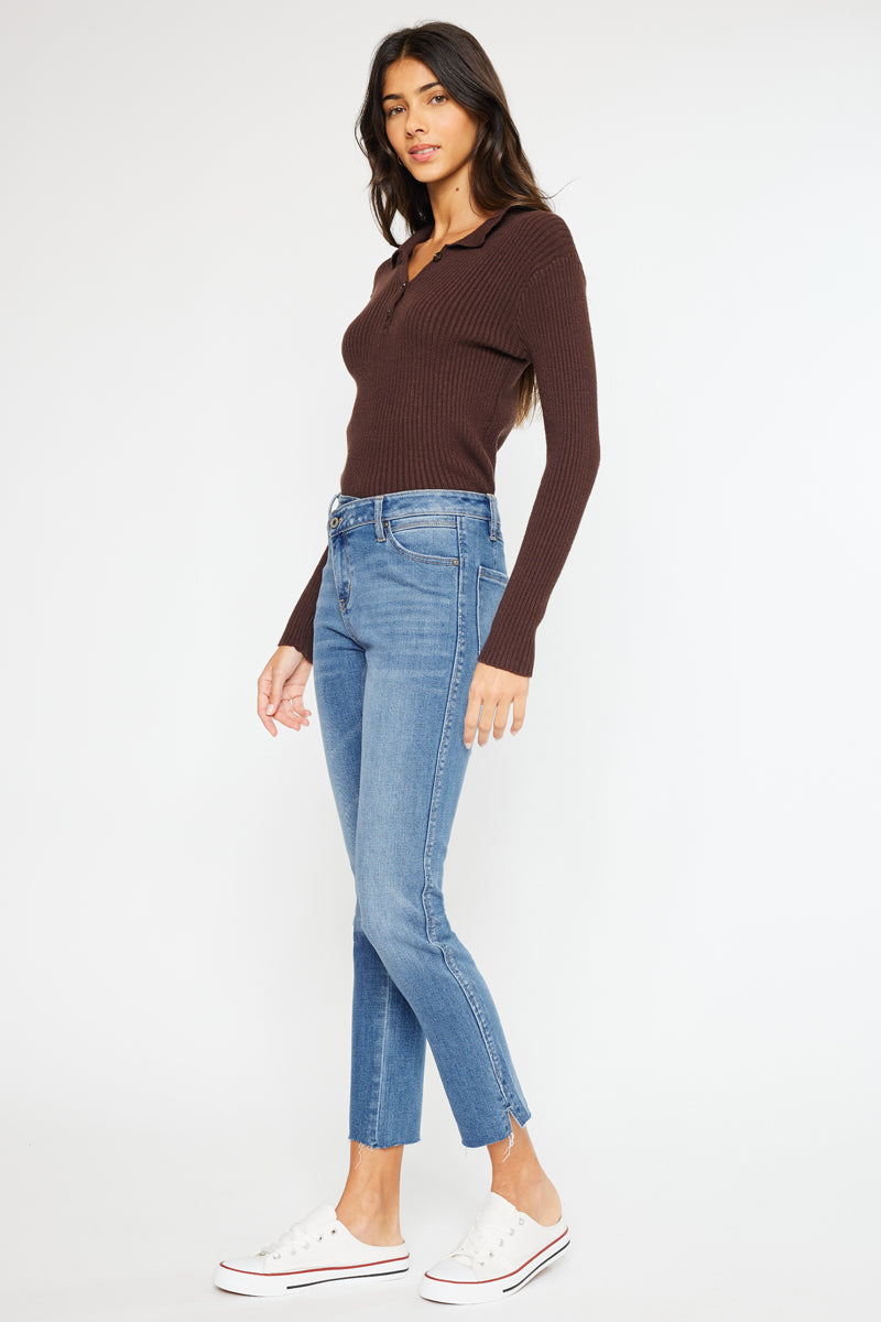 Nava High Rise Slim Straight Leg Jeans for Women - Stretchy Denim Pants with Comfortable Fit - Perfect for Casual Wear, Office & Date Night