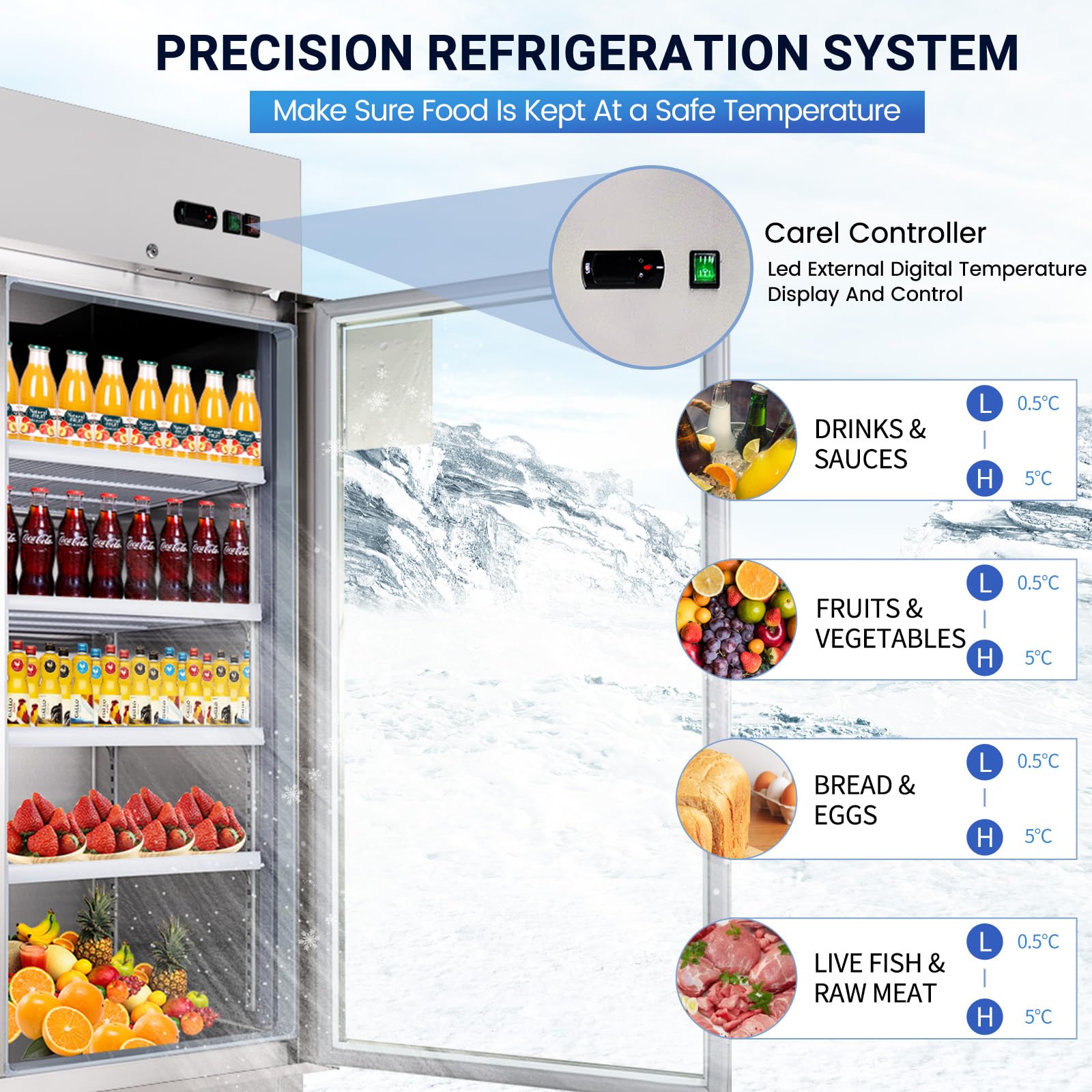 23 Cu.Ft Commercial Glass Door Display Refrigerator with LED Lighting - Upright Merchandiser for Supermarkets, Convenience Stores & Restaurants