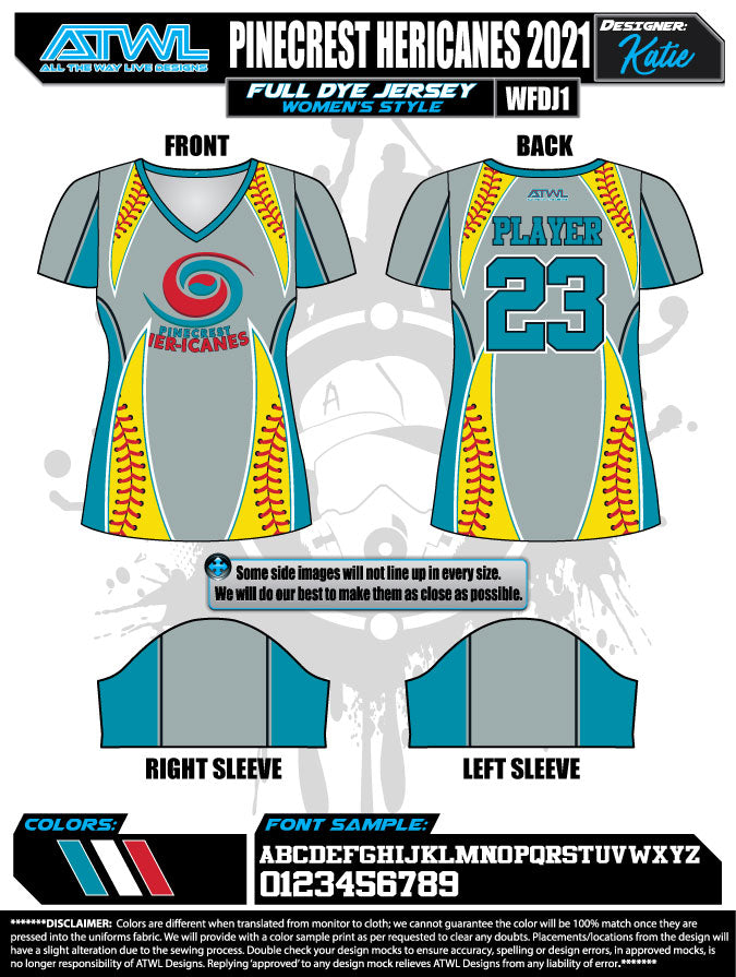 2021 Pinecrest Spring Women's Full Dye Team Jerseys - Breathable & Stylish for Soccer, Basketball & Sports Events