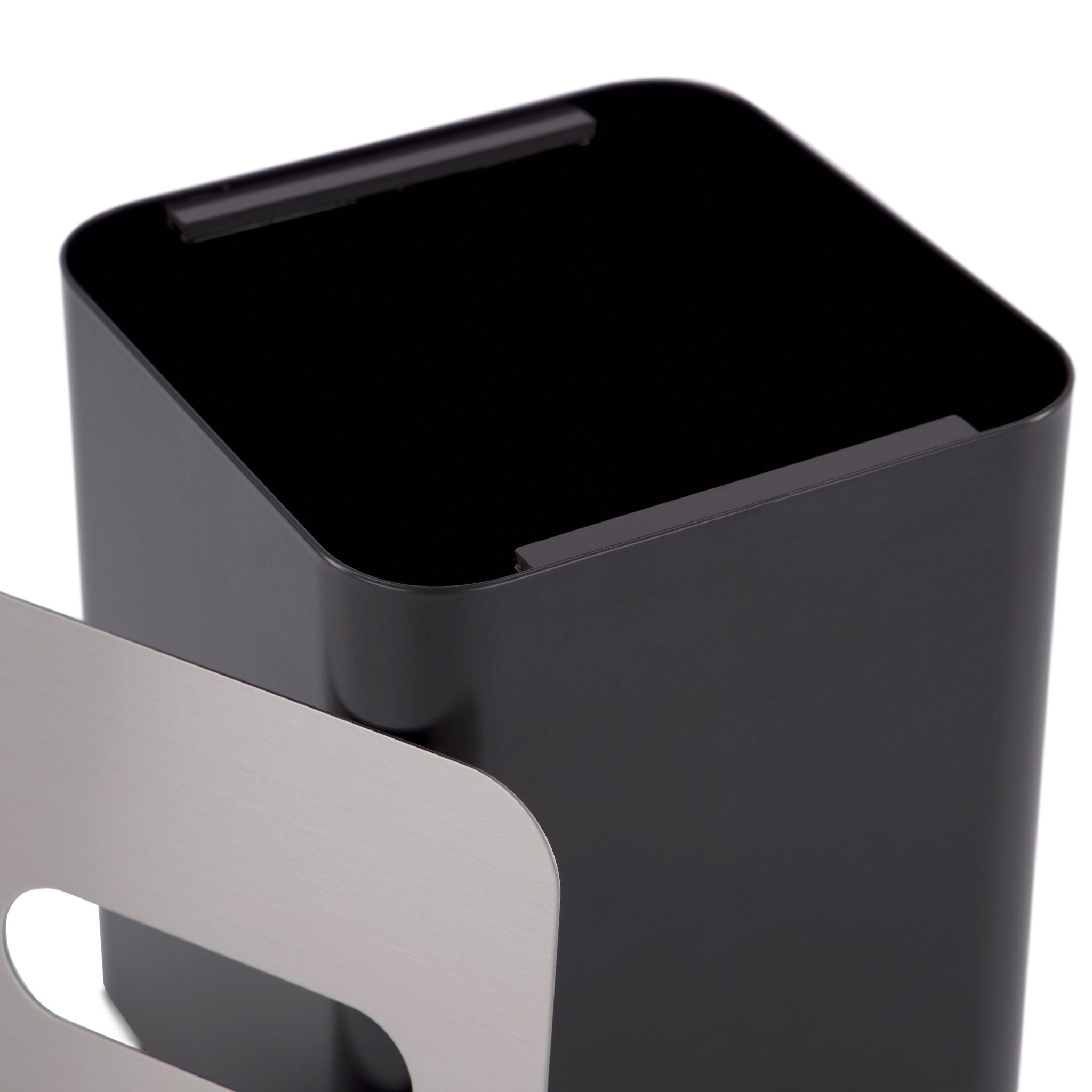 Square Tissue Box with Metal Lid - Black/Brushed Steel | Modern Home & Office Decor | Perfect for Living Room, Bathroom, or Desk Organizer