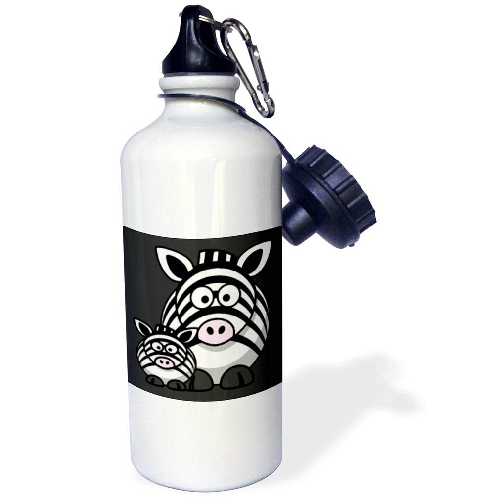 3D Rose Zebra Mama and Baby Sports Water Bottle - 21 oz Insulated Stainless Steel Bottle with Leak-Proof Lid - Perfect for Gym, Hiking, Yoga & Outdoor Activities