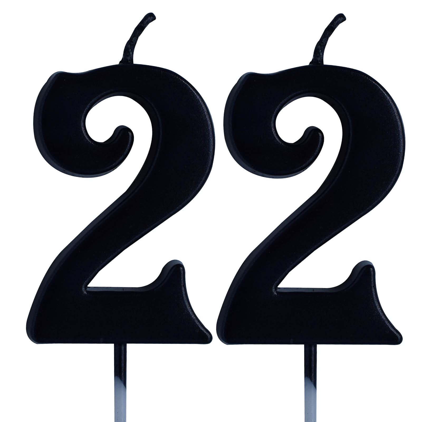 22nd Birthday Candle - Number 22 Cake Topper for Boys & Girls - Black Birthday Party Decorations & Supplies - Perfect for 22nd Birthday Cakes, Cupcakes & Celebration Decor