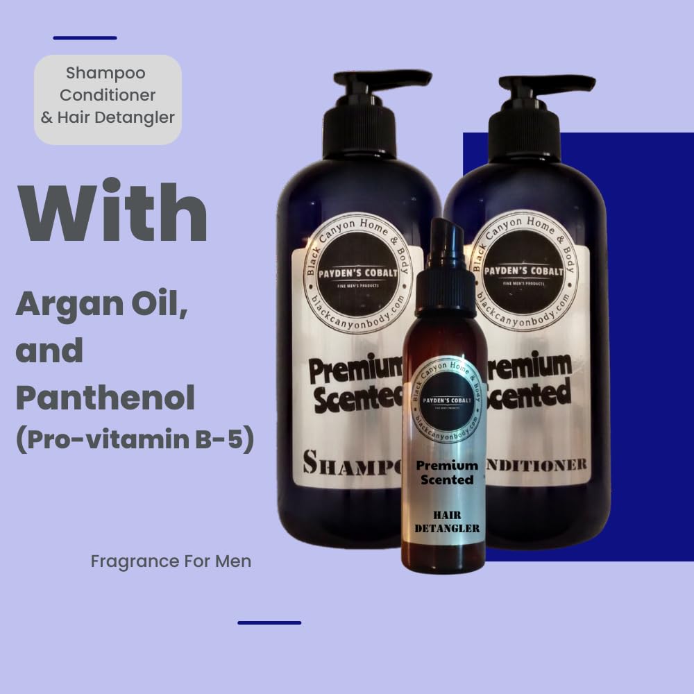 Payden's Cobalt Chocolate Scented Argan Oil Shampoo & Conditioner Set for Men - 16 Oz Hair Care with Detangler - Perfect for Daily Use & Grooming Routine