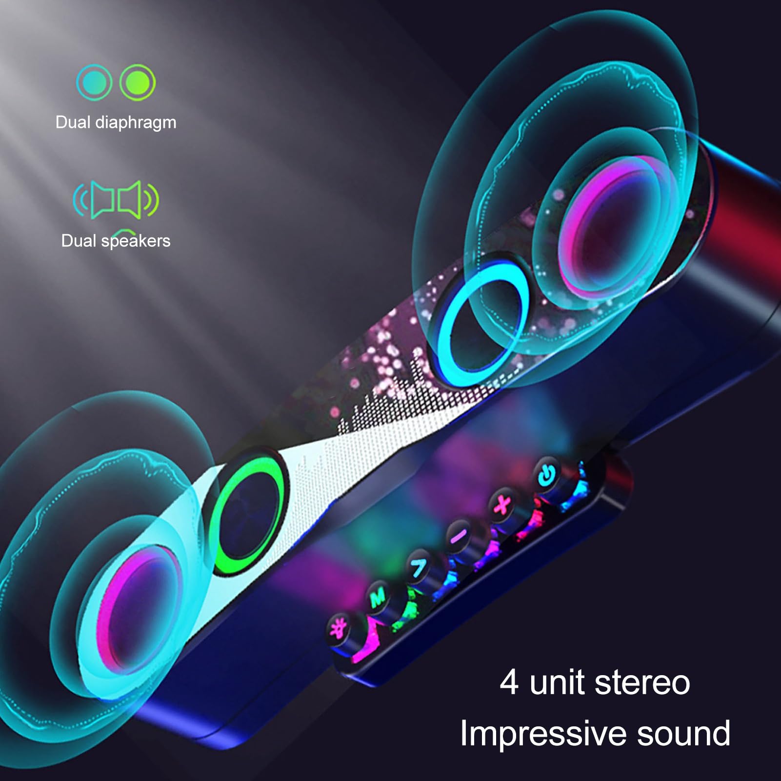 Plyisty RGB Gaming Computer Speakers with AUX, USB, TF Card Support - Premium PC Soundbar for Desktop & Laptop - Perfect for Gaming, Movies & Music Streaming