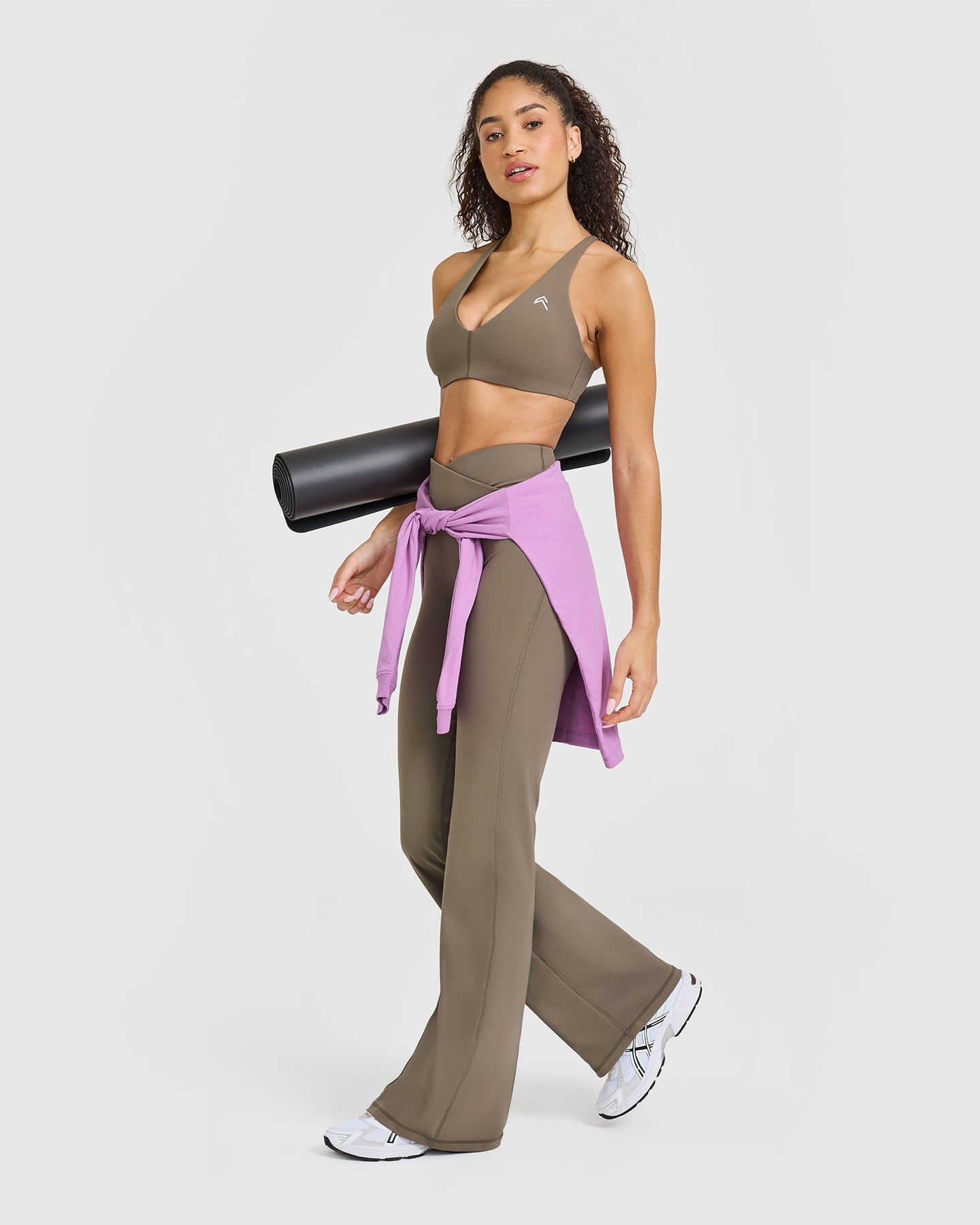 Seamless Wireless Micro Bralette - Comfortable Soft Stretch Lace Bralette in Moss Brown for Yoga, Lounge & Everyday Wear