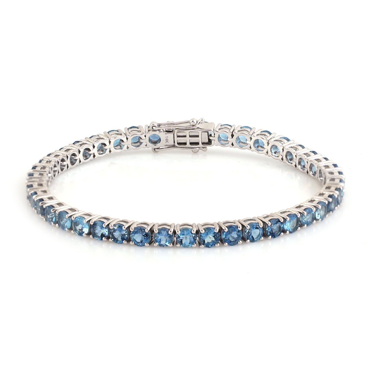 14K White Gold Aquamarine March Birthstone Tennis Bracelet - Adjustable & Flexible for Women, Perfect Gift for Birthday, Anniversary & Everyday Wear
