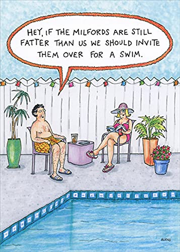 Oatmeal Studios Funny Couple Sitting Poolside Birthday Card - Humorous Greeting Card for Anniversaries, Parties & Special Occasions