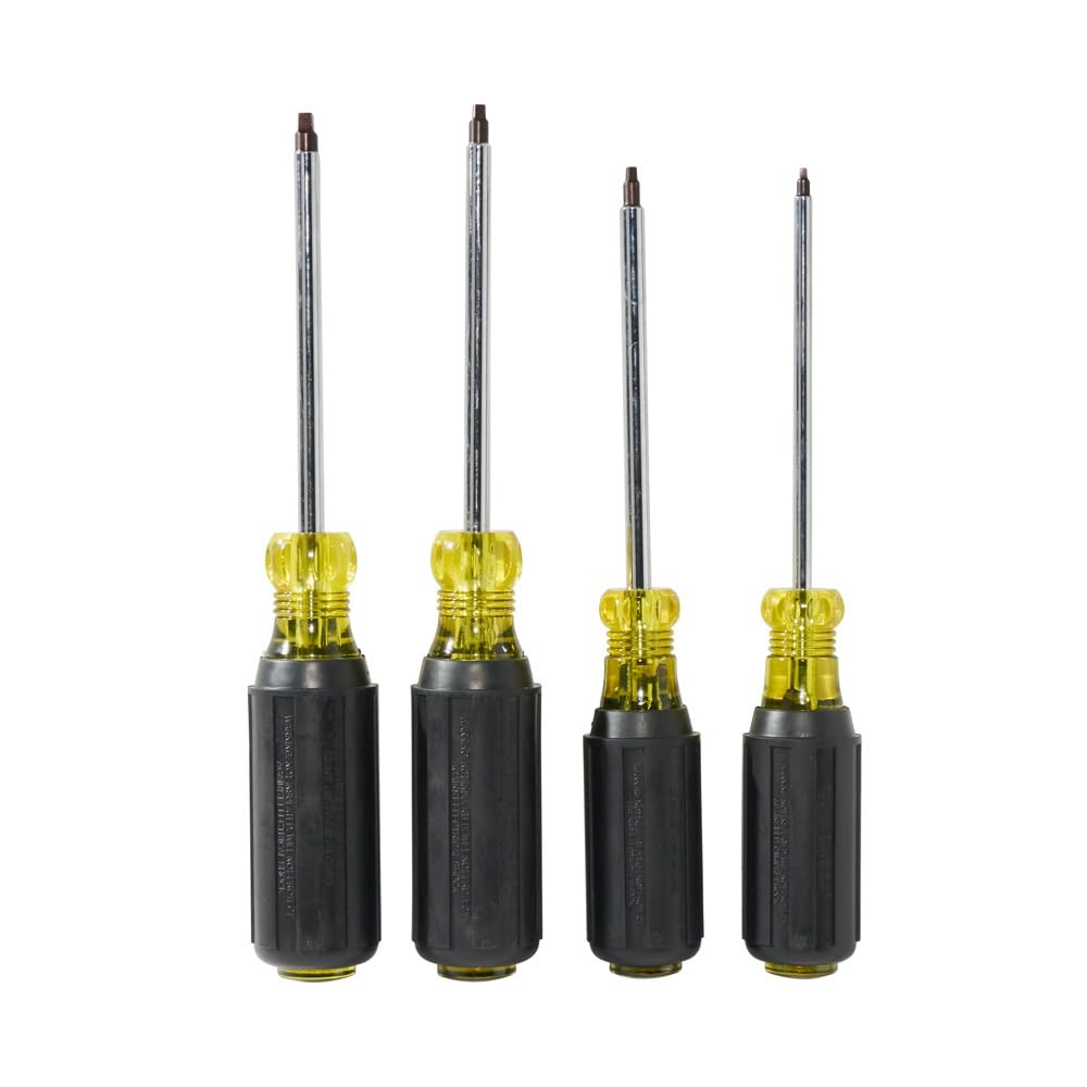 Klein Tools 85664 4-Piece Square Recess Screwdriver Set - Perfect for Electrical Work, DIY Projects & Home Repairs