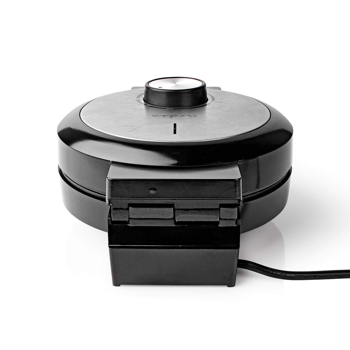 Nedis Heart-Shaped Waffle Maker for 5 Mini Waffles - Non-Stick Plates, Adjustable Temperature Control, 1000W - Black/Silver - Perfect for Valentine's Day, Breakfast, and Kids' Snacks