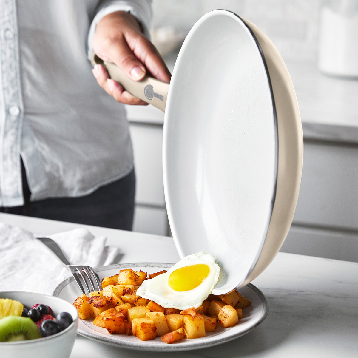 Dover Ceramic Nonstick 8-Inch & 10-Inch Frying Pan Set - Taupe Color | Non-Toxic Cookware for Healthy Cooking | Perfect for Sauteing, Frying & Omelets