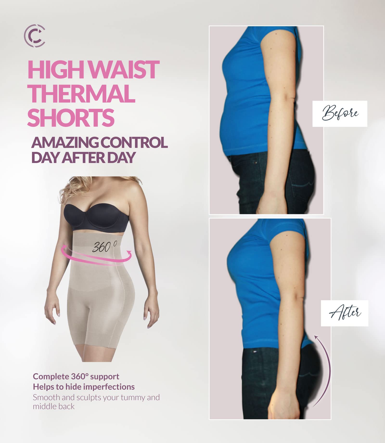 CURVEEZ High Waisted Shapewear Shorts for Women - Tummy Control & Thigh Slimming Body Shaper - Perfect for Everyday Wear, Workouts, and Special Occasions
