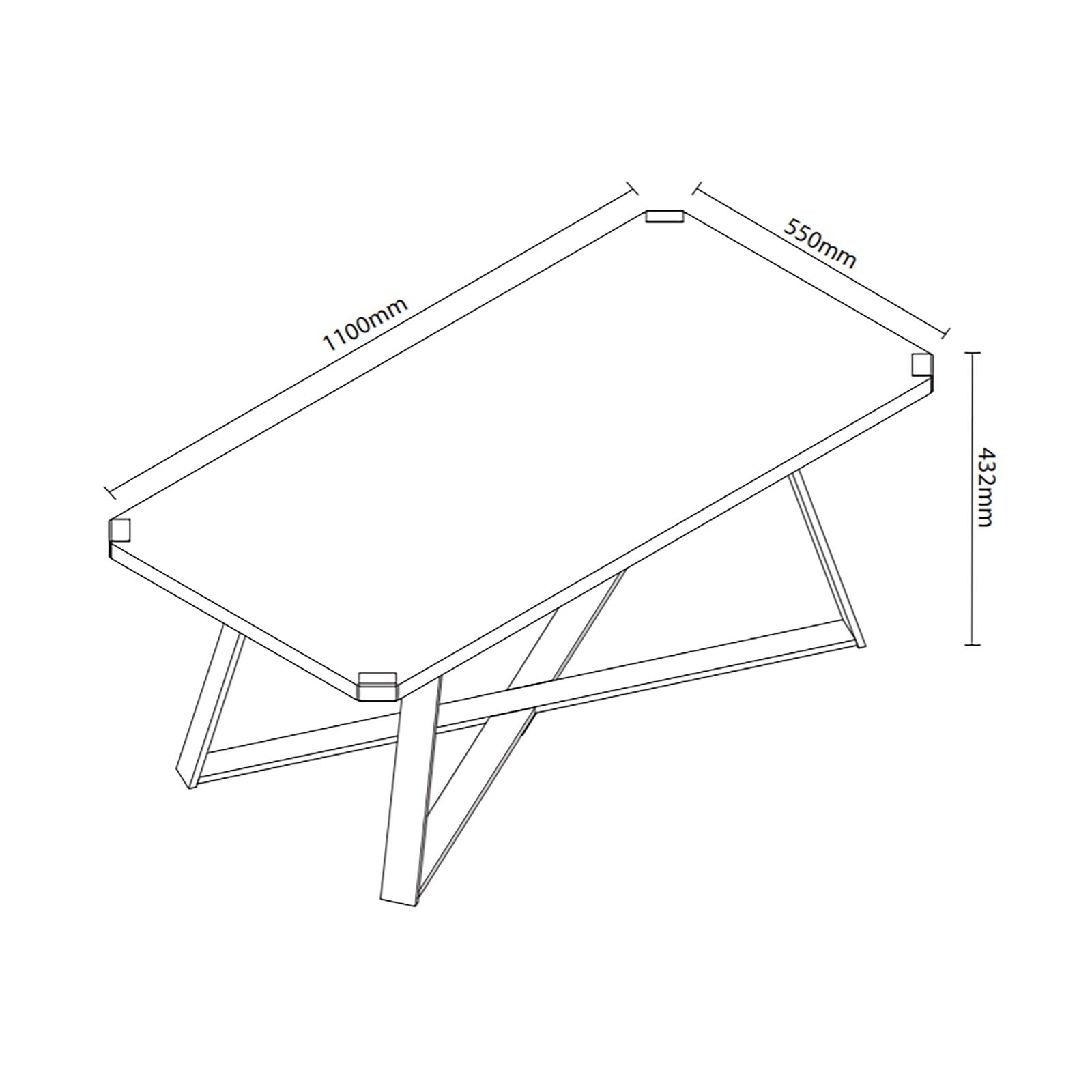 Criterion Capri 1100mm Dark Oak Coffee Table with Black Metal Legs & Metal Highlights - Perfect for Living Room, Lounge & Office Decor