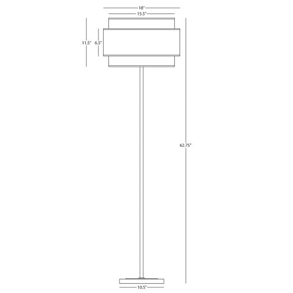 Robert Abbey Decker Brass Floor Lamp with Pearl Gray Shade - Modern Lighting for Living Room, Bedroom & Office - Dimmable LED Floor Lamp for Home Decor