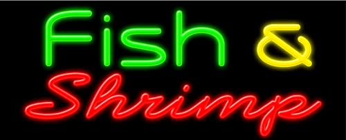Fish & Shrimp Glass Neon Sign #11191 - Handcrafted in USA | Perfect for Bars, Restaurants & Home Decor