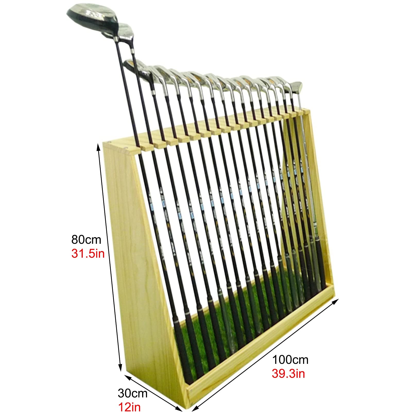 Premium Golf Club Stand Holder - Wooden Golf Club Organizer & Display Rack for 13 or 18 Putter Clubs - Durable Storage Shelf Equipment for Indoor/Outdoor Use - Perfect for Green, Garage, Home, or Golf Course Organization