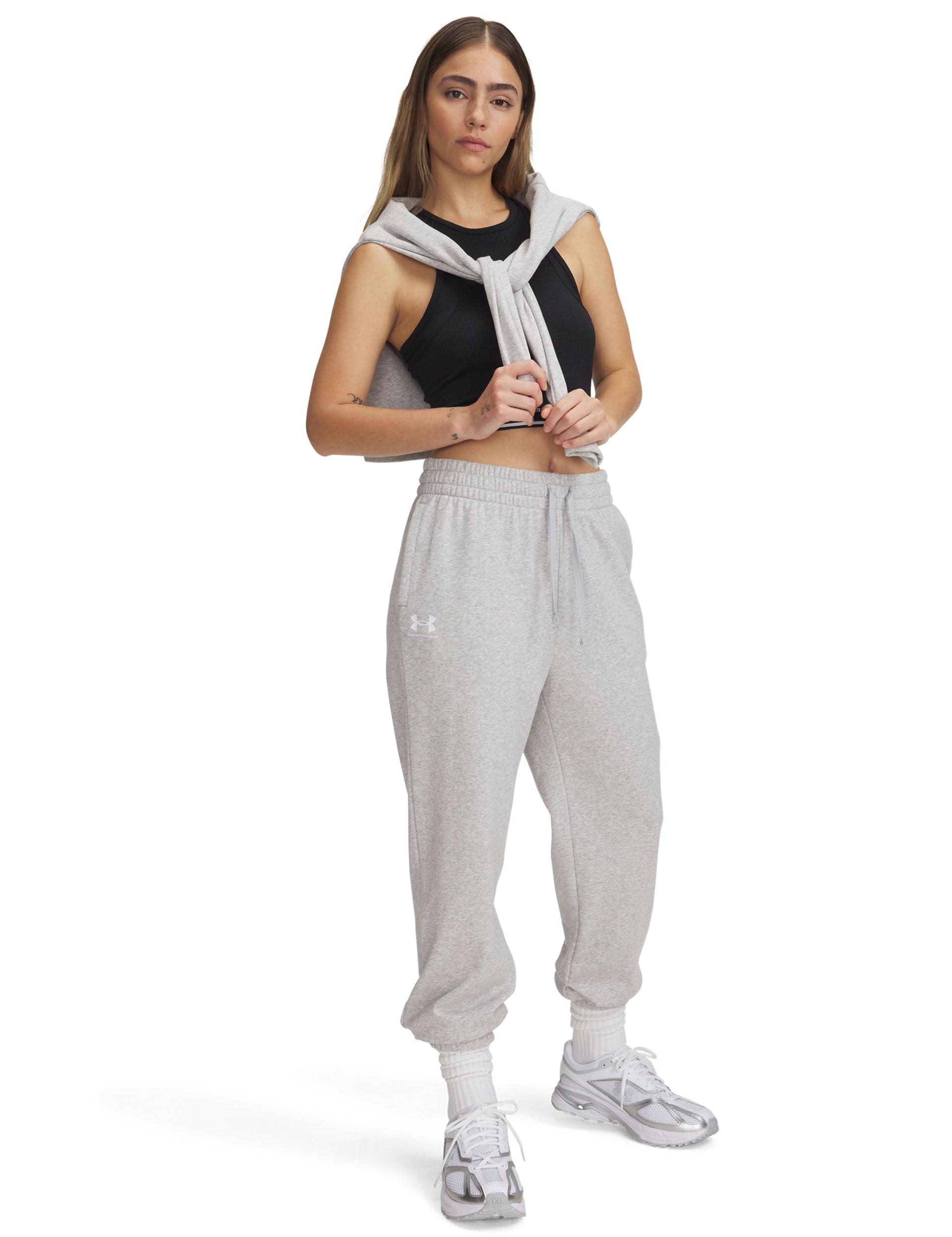 Rival Terry Joggers for Men - Soft Mod Grey Light Heather/White Sweatpants | Comfortable Lounge Pants for Running, Yoga & Casual Wear