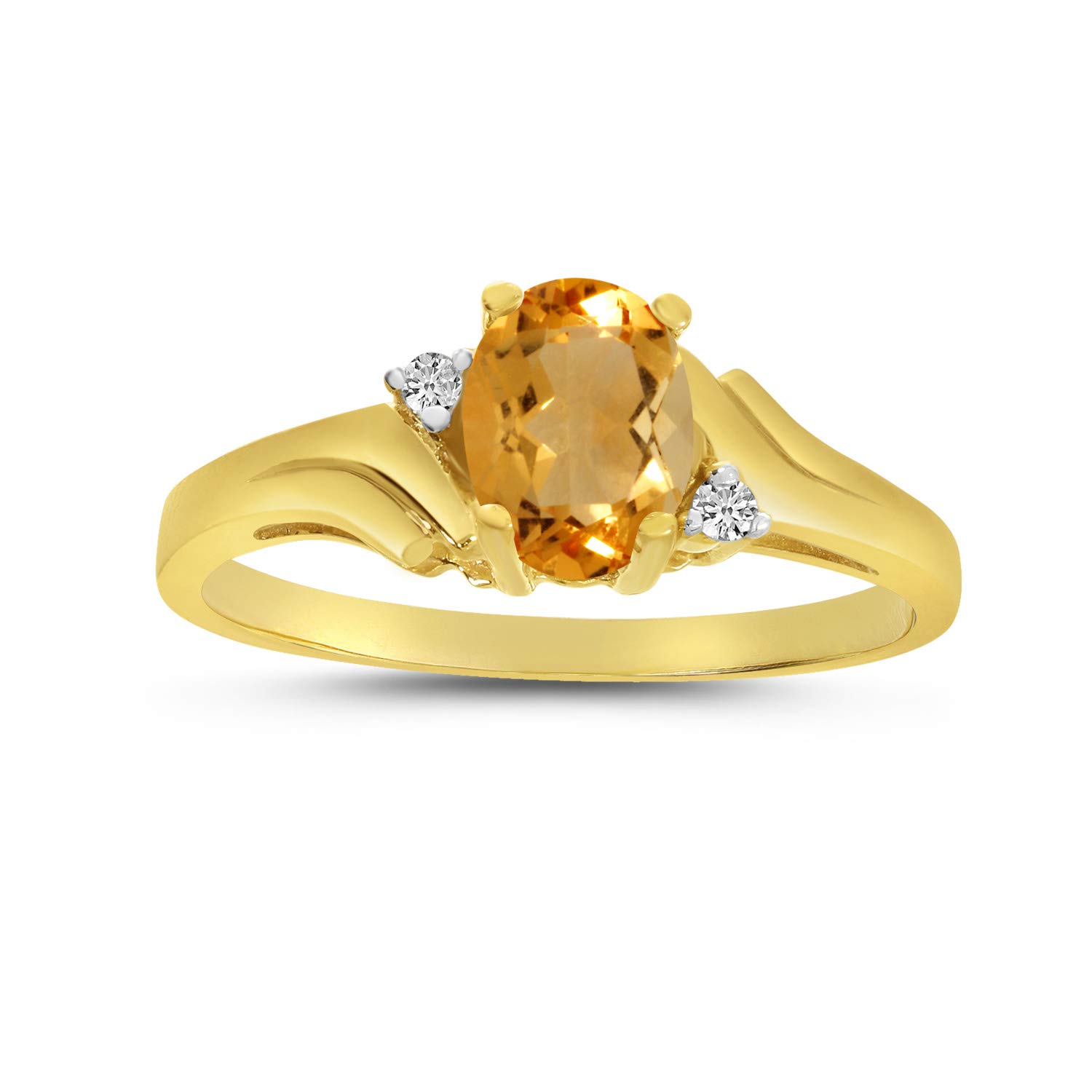 14K Yellow Gold Oval Citrine and Diamond Ring for Women - Elegant Birthstone Jewelry for Engagement, Anniversary & Special Occasions