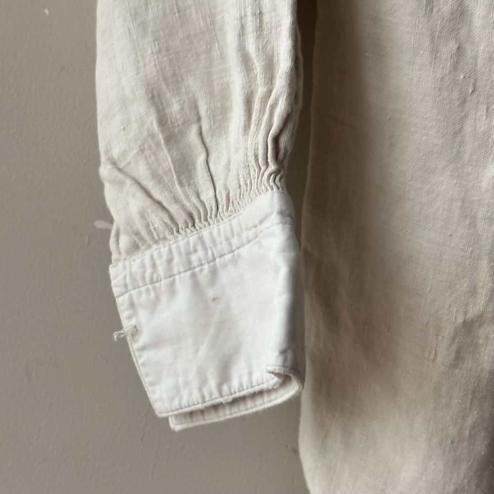 19th Century Vintage Linen Night Shirt with Antique Buttons - Custom Handmade Sleepwear for Historical Reenactment & Steampunk Fashion
