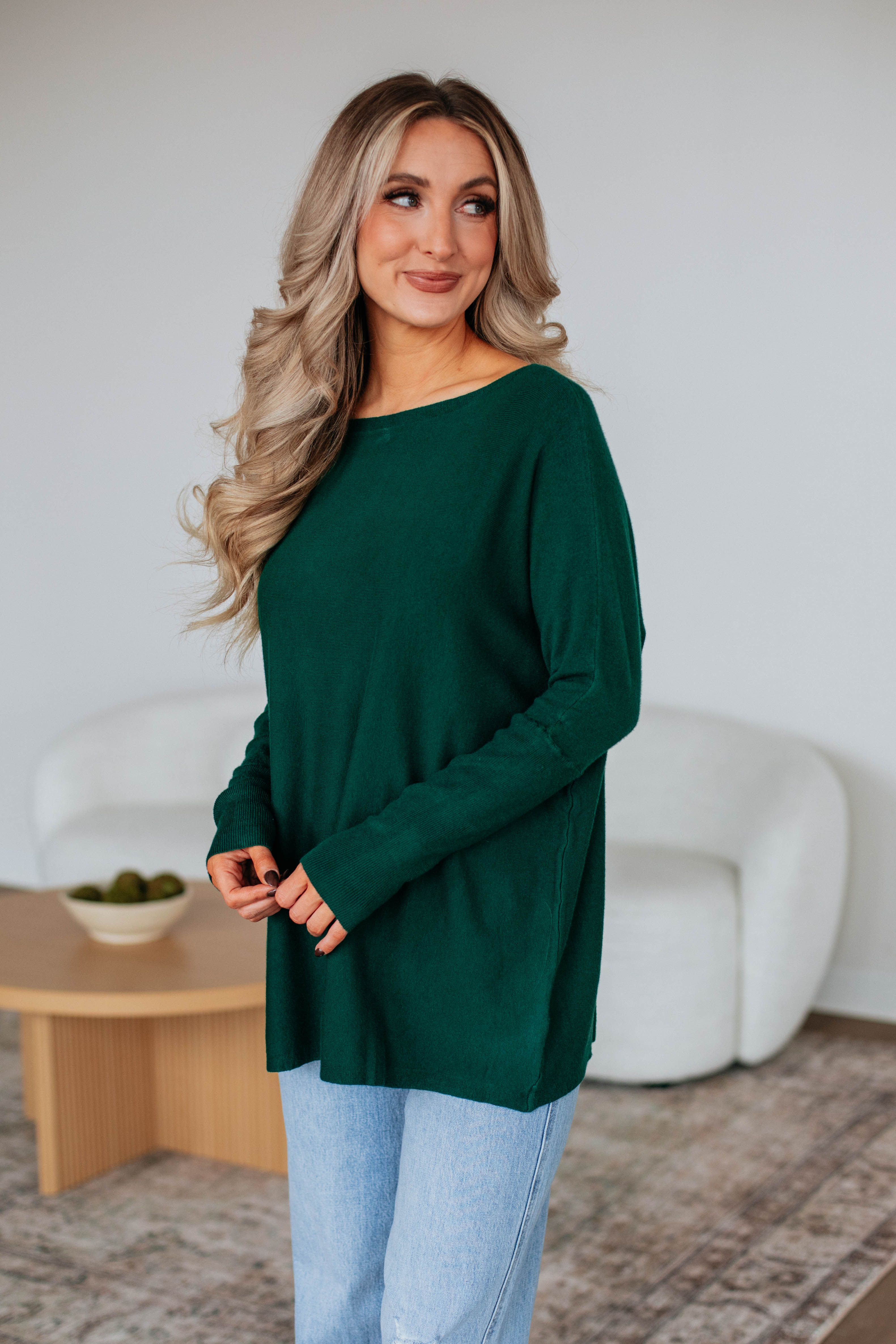 Edella Women's Chunky Knit Sweater - Soft Hunter Green Pullover for Fall & Winter | Cozy Casual Wear, Office Outfit, Weekend Relaxation