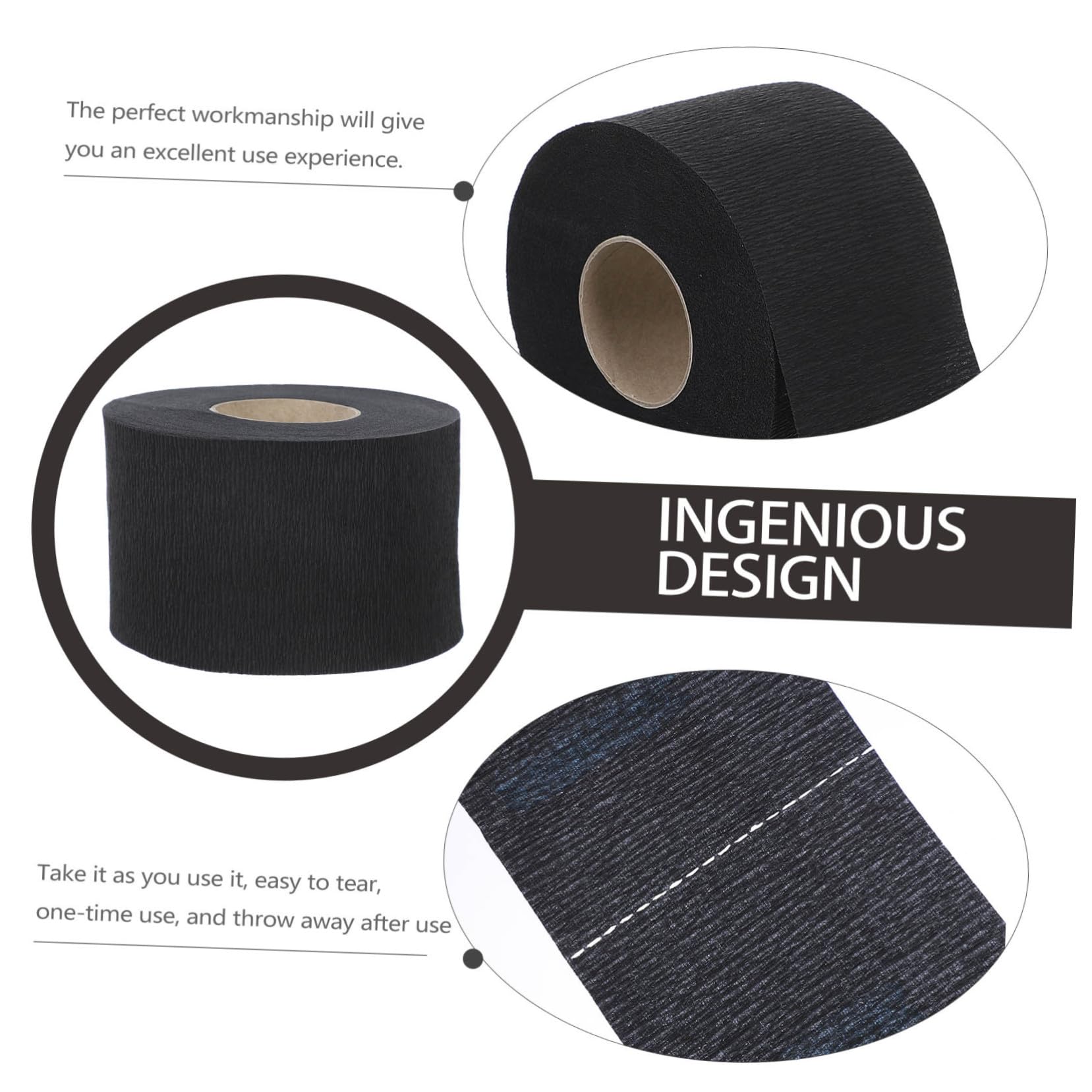 FOMIYES 4 Rolls Stretchy Barber Paper Neck Strips - Disposable Haircut Neckbands for Salon & Home Use, Black - Perfect for Hairdressers, Stylists & DIY Haircuts