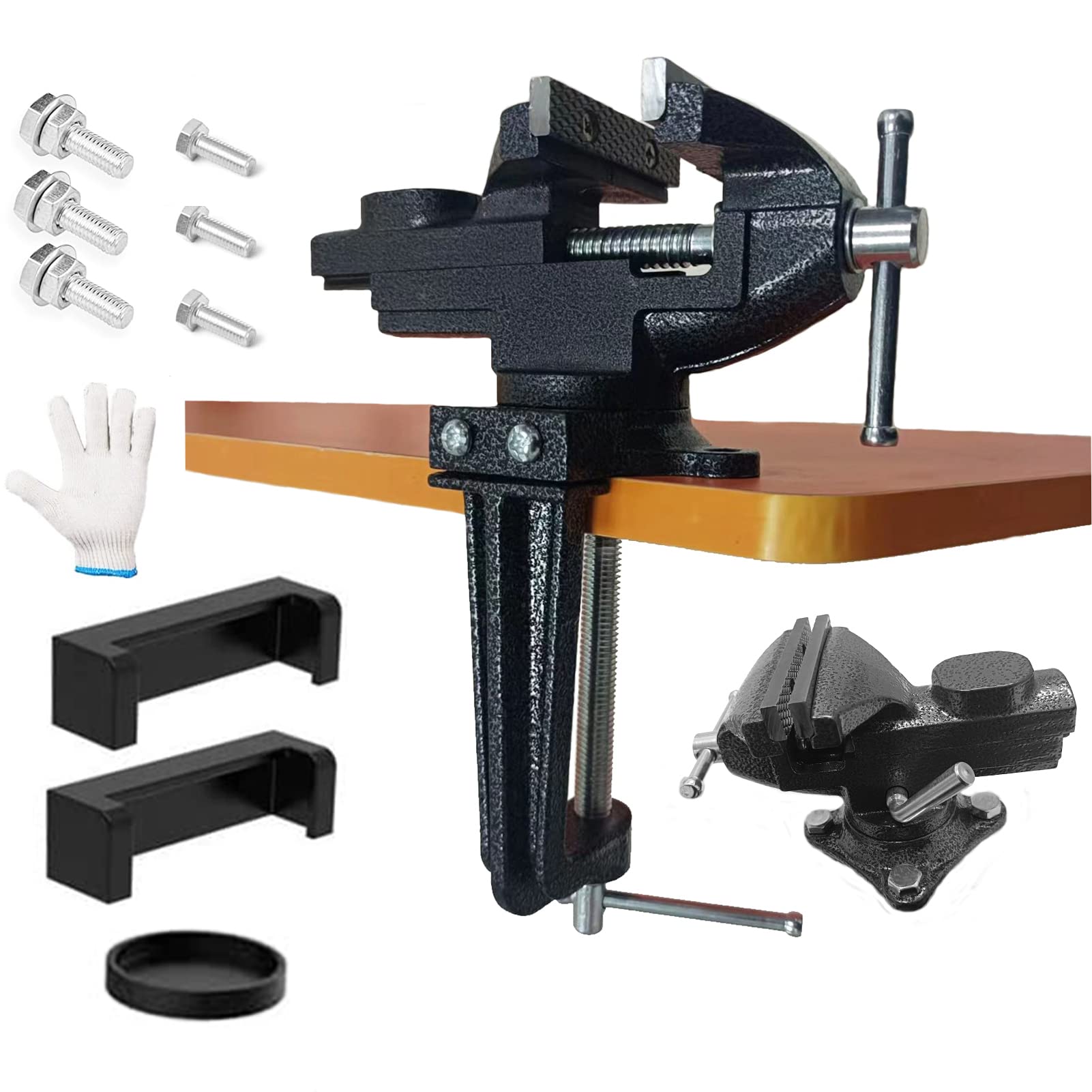 2-in-1 Dual-Purpose Bench & Table Vise with 360° Rotation - 3