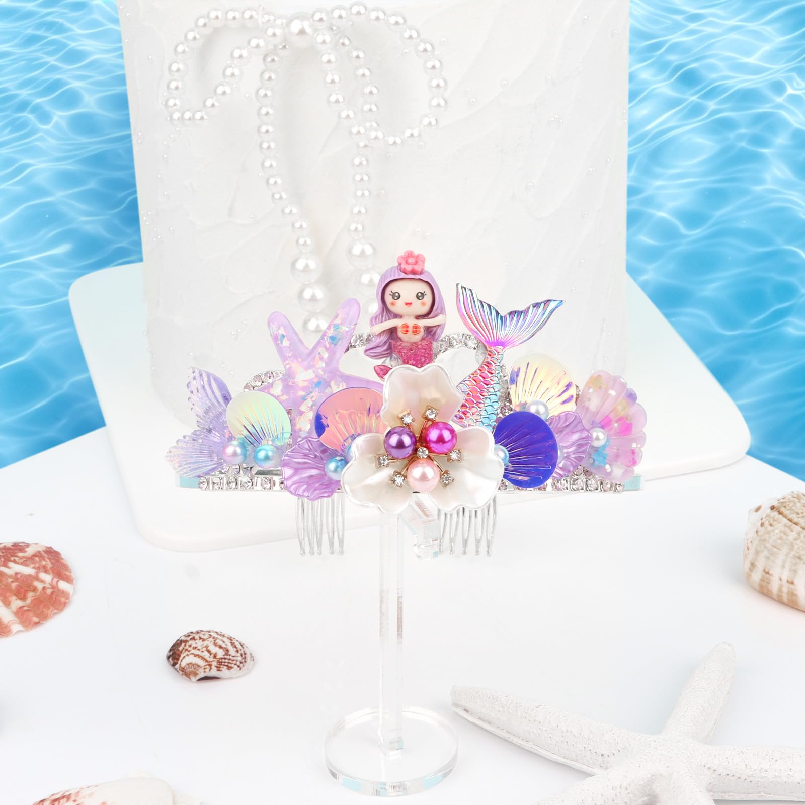 Mermaid Crown Headband - Elegant Fish Scale & Seashell Hair Accessory for Women & Girls | Perfect for Birthday Parties, Costumes & Themed Events | Purple