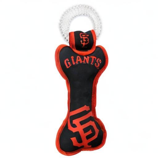 MLB San Francisco Giants Bone Shaped Dog Chew Toy with Squeaker - Durable Dental Tug Toy for Puppy Teething, Teeth Cleaning & Gum Health - Perfect for Playtime, Training & Interactive Fun