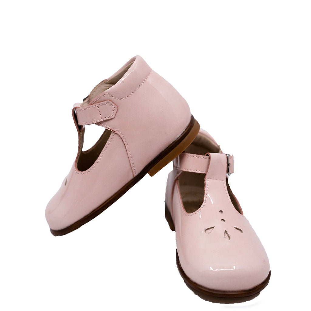 Beberlis Soft Pink Perforated Patent Leather Baby Shoes - Comfortable First Walkers for Infants & Toddlers, Perfect for Special Occasions, Photo Shoots & Everyday Wear