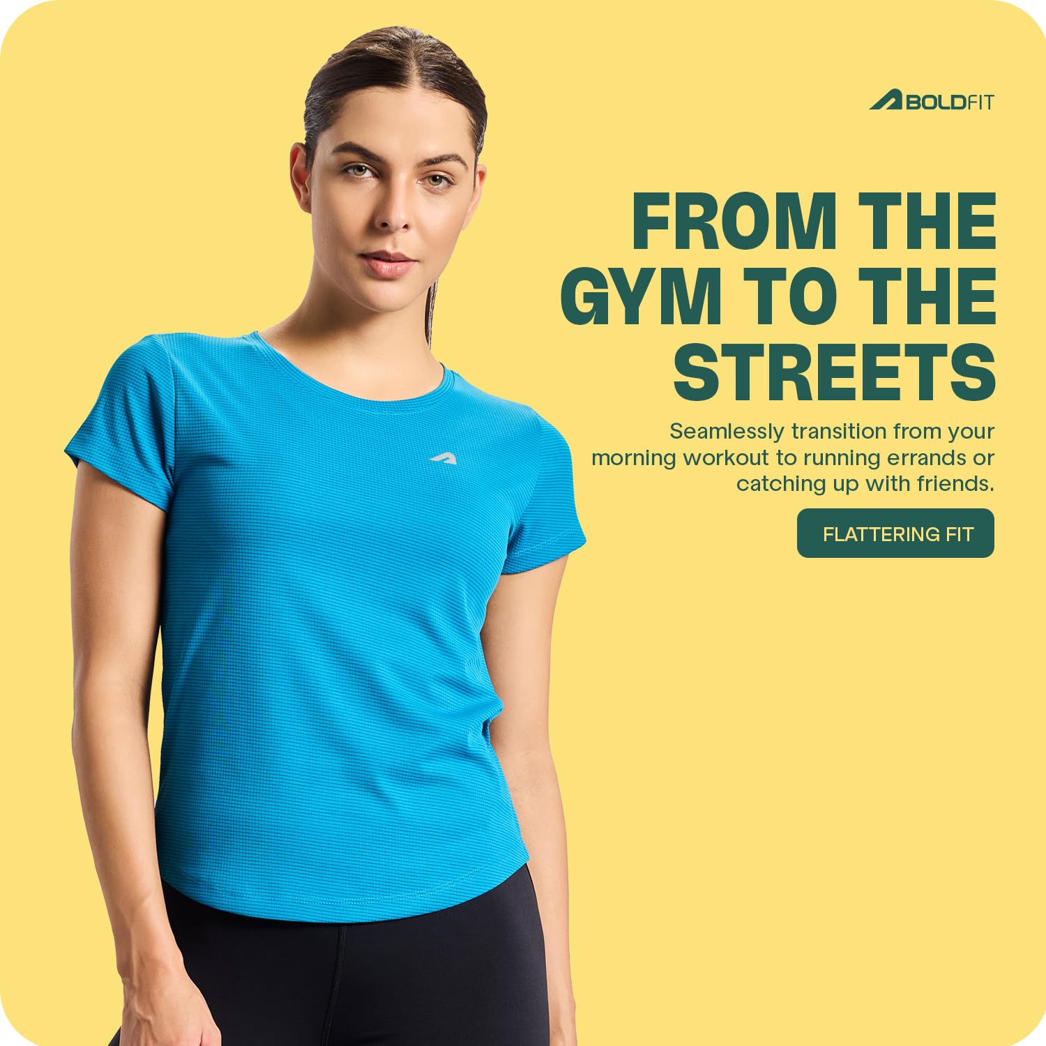 Boldfit Women's Quick Dry Sports T-Shirt - Regular Fit Gym & Workout Shirt for Running, Casual Wear & Active Lifestyle - Breathable & Comfortable for All-Day Use