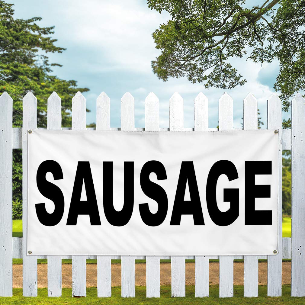Durable Vinyl Banner - 16x40 Inches with 4 Grommets | Weatherproof Outdoor Sign for Restaurants, Food Trucks & Industrial Use | Multiple Sizes Available - Perfect for Sausage Stands, Bars & Yard Advertising