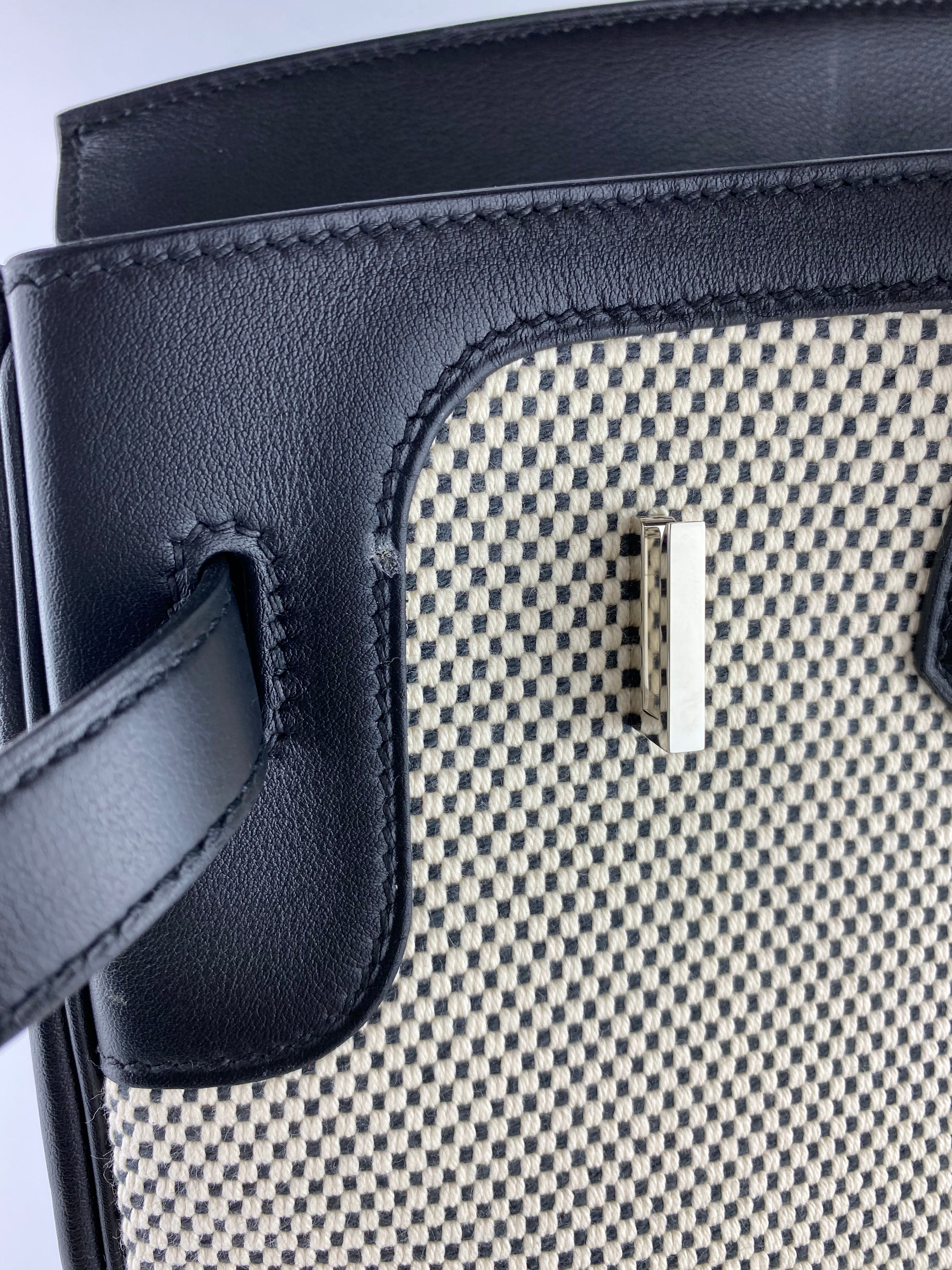 Authentic Hermes Birkin 35 Black Swift Leather & Toile Criss Cross Bag - Luxury Handbag for Women, Perfect for Work, Travel & Special Occasions