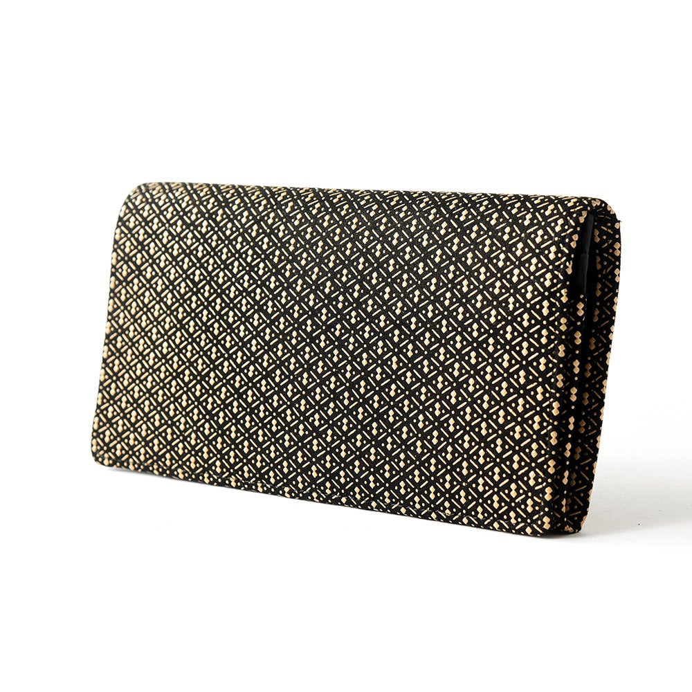 Japanese Deerskin Leather Long Wallet with Urushi Lacquer - Gourd Pattern in Gray Black - Handmade in Japan - Perfect for Gifts, Travel & Everyday Use