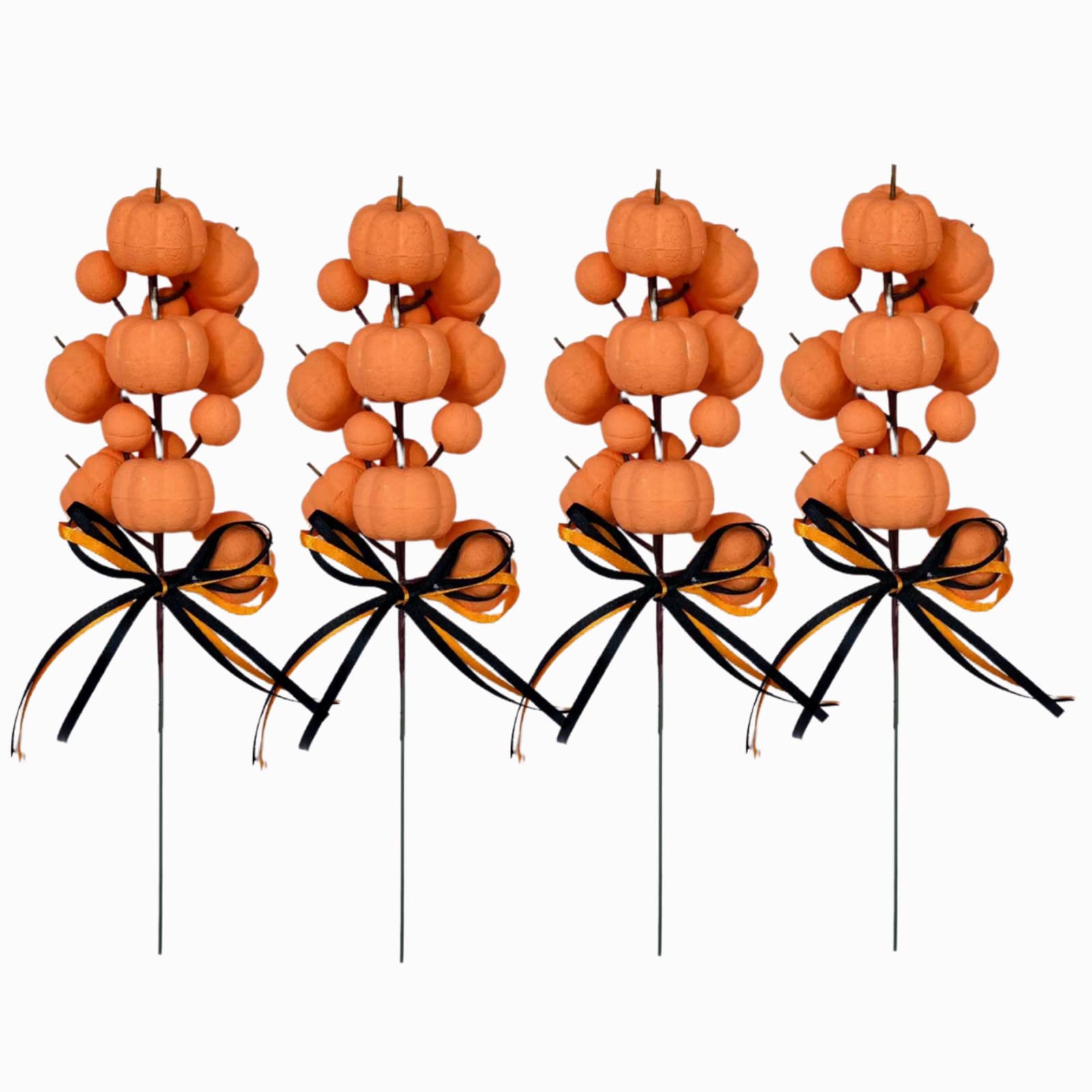 Okngr 4-Pack 8.7 Inch Artificial Pumpkin Branches - Fall Floral Picks with Mini Fake Pumpkins for Halloween & Thanksgiving Decor | Table Centerpieces, Wreath Accents, Seasonal Home Decor