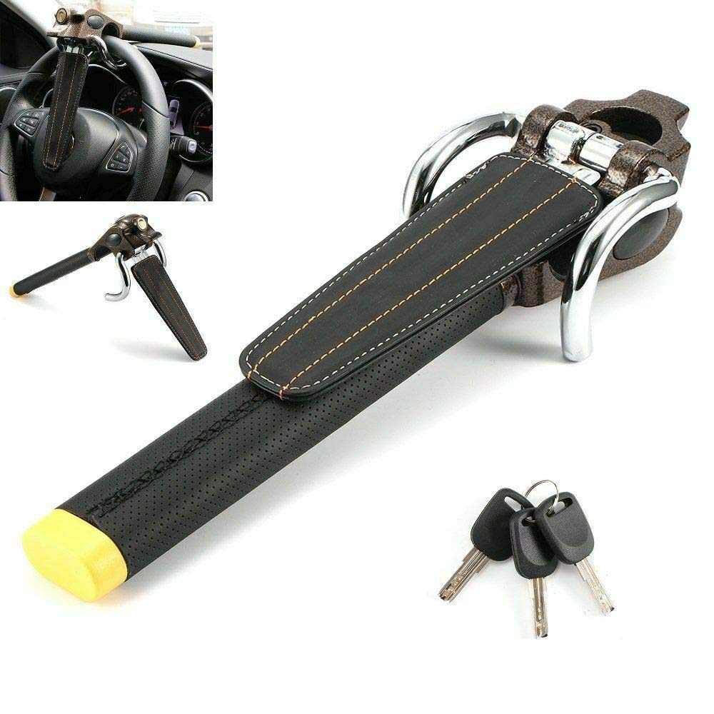 Foldable Car Steering Wheel Lock - Anti-Theft Security Device with Keys for Vehicle Protection | Perfect for Parking, Travel & Nighttime Safety