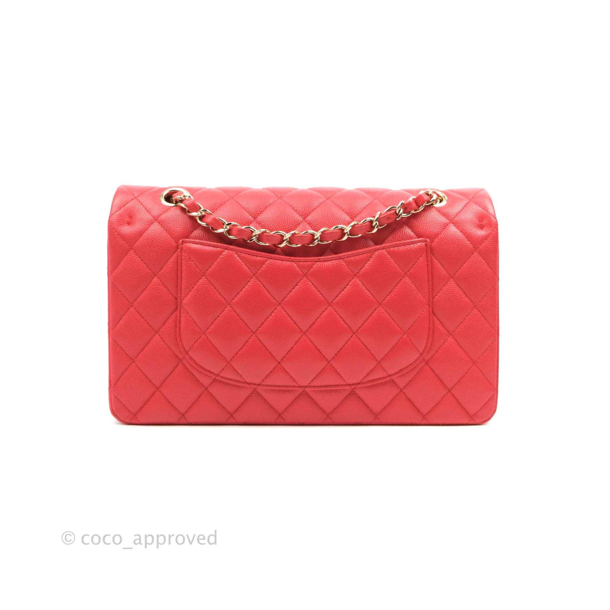 Chanel Classic Medium Double Flap Bag in Red Caviar Leather with Gold Hardware - Perfect for Evening Events & Luxury Fashion Accessories