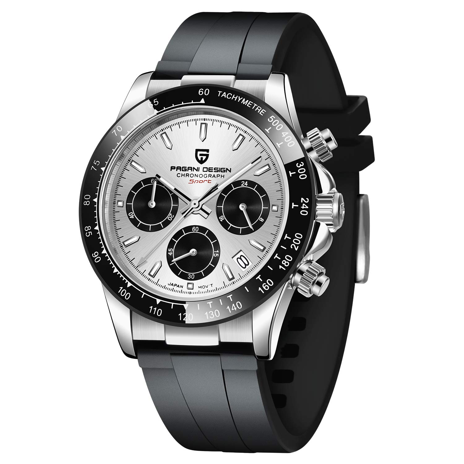 Pagani Chronograph Men's Watch - Japanese Movement, 100m Waterproof, Stainless Steel & Rubber Strap - for Business & Casual Wear