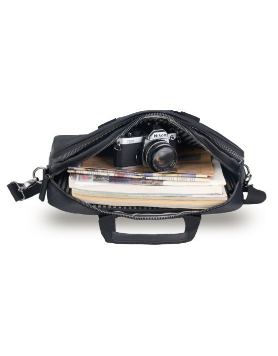 Tosca VG014 Vegan Leather Business Laptop Bag for Women & Men - Black - Perfect for Office, Work, Travel & Commuting