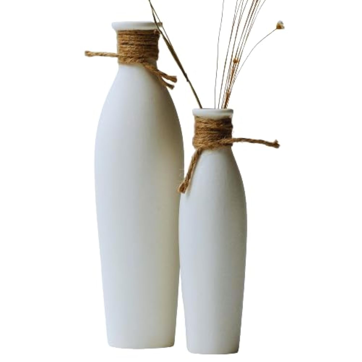 Kimistry Off White Ceramic Vases Set of 2 - Small Rustic Bud Vases for Home Decor, Coastal & Farmhouse Style, Modern Gift for Housewarming, Wedding, Table Centerpiece
