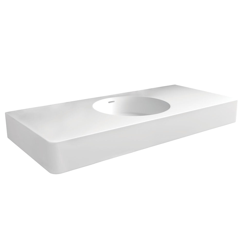 Fienza CSB11 1000 Cast Stone Wall Basin - No Tap Hole - Modern Farmhouse Bathroom Sink - Perfect for Powder Rooms, Guest Baths & Rustic Home Decor
