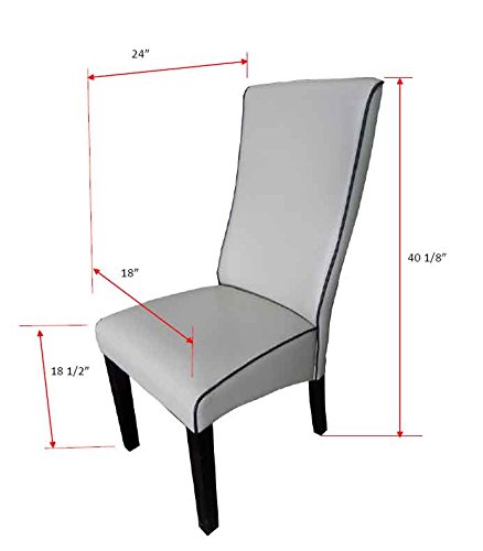 Kings Brand Upholstered Parson Dining Chairs (Set of 2) - Modern Gray Fabric Side Chairs for Kitchen, Dining Room & Home Office - Comfortable & Stylish Seating Solution