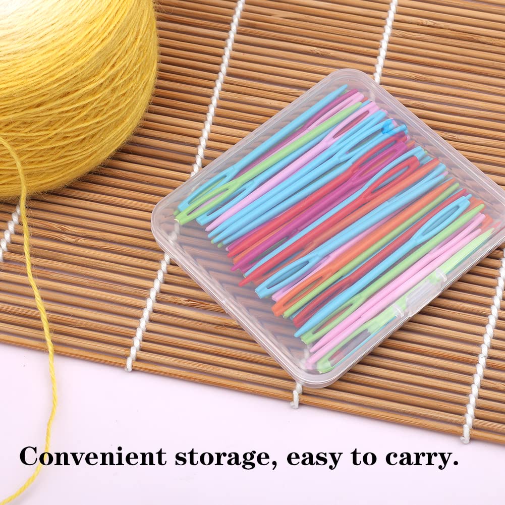 50PCS Large Eye Plastic Yarn Needles for Sewing & Crafting - 7cm/2.76inch DIY Needles with Storage Box - Perfect for Knitting, Crochet, Embroidery and Handmade Projects