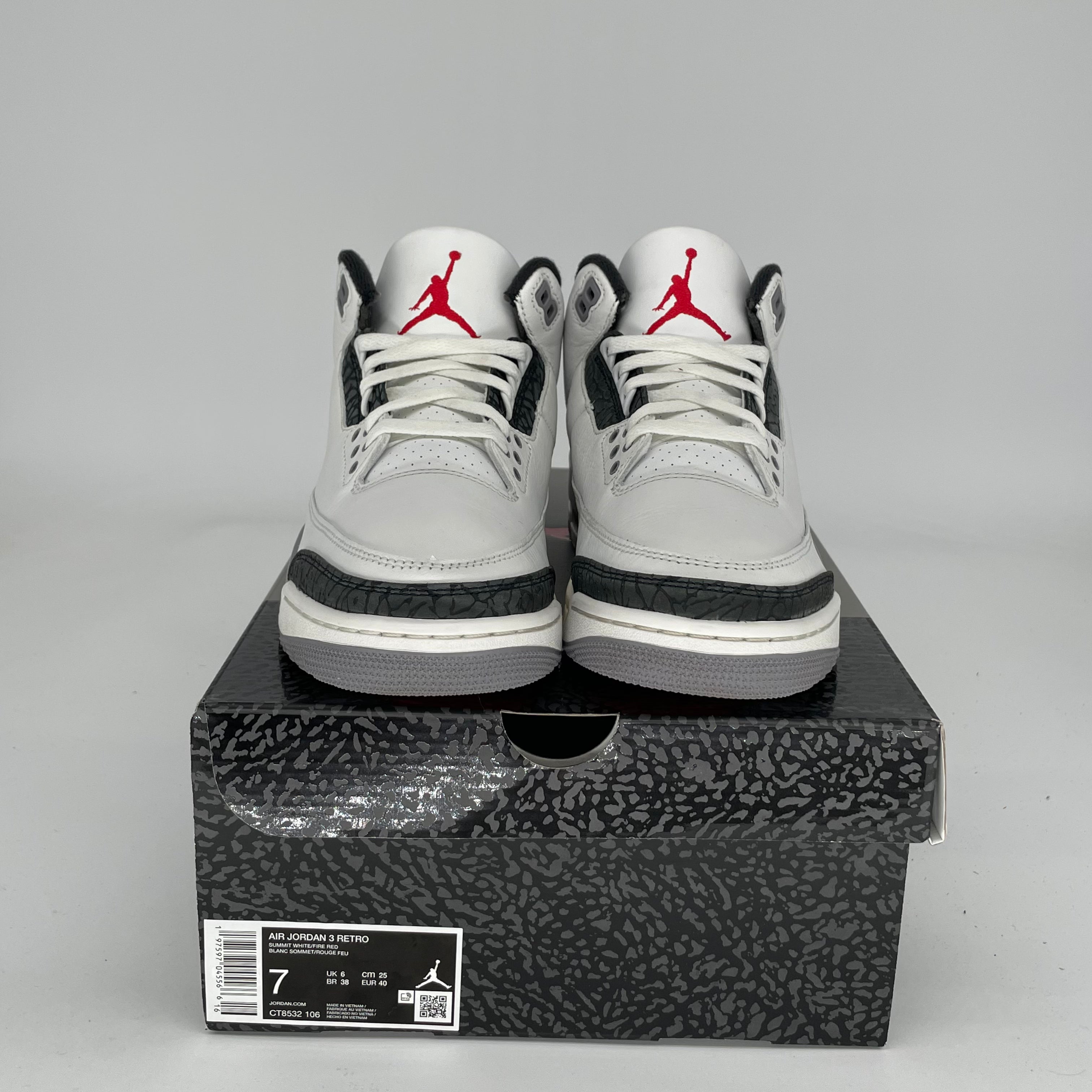 Original Air Jordan 3 Retro 'Cement Grey' Men's Basketball Shoes - Size 7 (CT8532-106) for Streetwear & Sneaker Collection