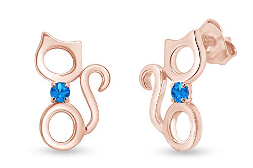 Rose Gold Over - Simulated Blue Topaz